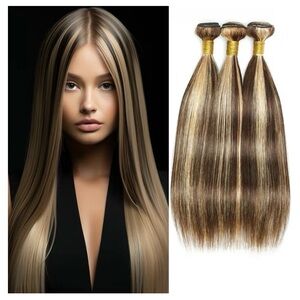 Human Hair Bundles 18 20 22 Inch Straight P4/613 HumanHair Brazilian Virgin Remy